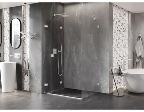 Mexen Lunar-F, skladací sprchový kút ľavý 100 x 80 cm, 8mm číre sklo, biely profil, 836-100-080-20-00-L