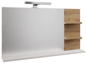 Zrkadlo s LED osvetlením, biela/dub artisan, CUBO CUB04