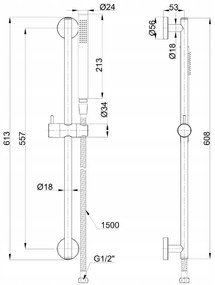 Invena Alonia, sprchový stĺp s ručnou sprchovou súpravou, 1-funkcia, chrómová, INV-AU-70-Z01-V