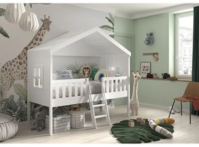 Biela domčeková vyvýšená detská posteľ 90x200 cm Housebed – Vipack