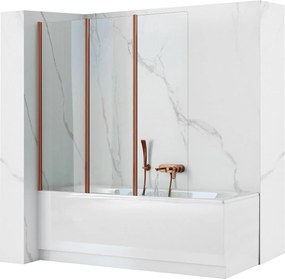 Trojdielna vaňová zástena REA AGAT-3 120 cm, kartáčovaná meď/transparent