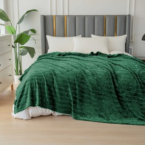 Mikroplyšová deka so vzorom PRESTIGE tmavozelená Rozmer: 160 x 200 cm