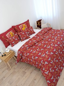 Bavlnené obliečky Renforcé - Chrabromil tmavo červené 140 × 200 cm, 70 x 90 cm