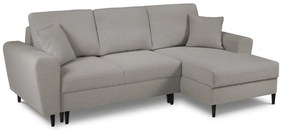 Svetlosivá rozkladacia/s úložným priestorom rohová pohovka z textílie buklé (pravý roh/s leňoškou) Kyoto – Cosmopolitan Design