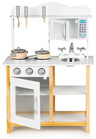 Drevená kuchynka pre deti, biela + príslušenstvo Ecotoys