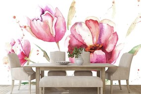 Jedinečná tapeta maľované tulipány