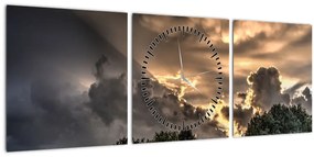 Obraz mračien a lesa (s hodinami) (90x30 cm)