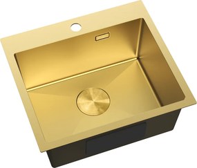 Mexen Solix, 1-komorový nerezový drez 500 x 450 mm, brúsená zlatá, 6402501000-55