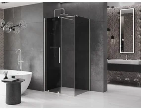 Mexen Velar, sprchový kút s posuvnými dverami 100 x 80 cm, 8mm šedé sklo, brúsená oceľ, 871-100-080-41-97