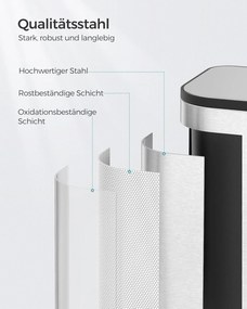 Kuchynský odpadkový kôš, 20 litrový pedálový kôš s vnútorným vedrom, veko, oceľ