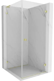 Mexen Lunar-B L výklopný sprchový kút pravý 70 x 70 cm, číre sklo, zlatá matná, 832L-070-070-55-00-P