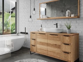 furniture-nabytek.cz - Masívna kúpeľňová skrinka Sydney z divokého dubu, olejovaná, hnedá – 138×45×74 cm