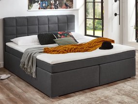 Posteľ boxspring s osvetlením Fargo 180x200 cm, šedá látka