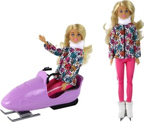LEAN Toys Detská bábika Anlily – korčule, pes, zimné športy