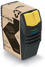 Súprava 4 odpadkových košov Soorti na triedený odpad 4 x 20 l čierna