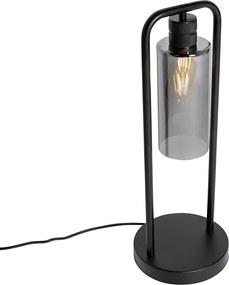 Moderná stolná lampa čierna s dymovým sklom - Stavelot