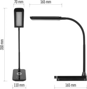 Stolná LED lampa KYLE s USB čierna