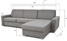 Rozkladacia rohová sedacia súprava LEKA, šedá, s úložným priestorom, do L