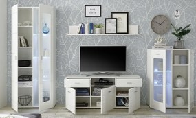 Vysoká vitrína Enrique, biely lesk