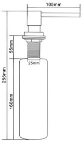Mexen príslušenstvo, hranatý dávkovač saponátu do kuchynského drezu, šedá, 6605320-61