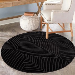 Dekorstudio Okrúhly jednofarebný koberec FANCY 648 -  čierny Priemer koberca: 160cm
