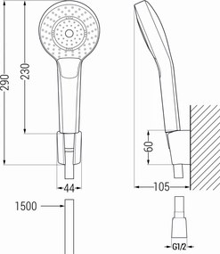 Mexen príslušenstvo - ručný sprchový set Oval R-05, 3-funkcie, zlatá, 785055052-50