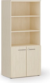 Kombinovaná kancelárska skriňa PRIMO WOOD, nízke dvere, 800 x 500 x 1781 mm, breza