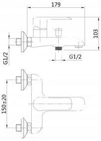 Invena Siros, vaňová batéria, chrómová, BW-90-001-A