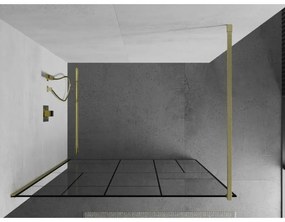 Mexen Kioto, sprchová zástena Walk-In 70 x 200 cm, 8mm číre sklo čierny vzor, zlatý matný profil, 800-070-101-55-78