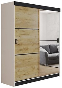 Skriňa Retro 138 2L Biely / Dvierka zlatý craft