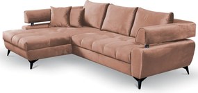 Rohová sedacia súprava Paris, lososová látka, ľavý roh