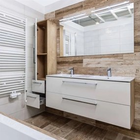 Mereo, Bino, kúpeľňová skrinka vysoká 33x33x163 cm, pravé otváranie, biela, MER-CN668