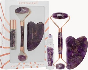 Súprava Amethyst Roller & Gua Sha Crystallove, 3 ks