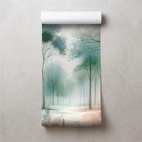 Fototapeta akvarelový les v hmle