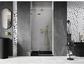 Mexen, Mexen Lunar L výklopné ľavé sprchové dvere 75 cm, transparentné, zlaté - 834L-075-000-50-00-L