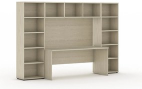 Zostavy knižníc INTEGRO so stolom, nižšie, 2950 x 700/400 x 1923 mm, dub prírodný