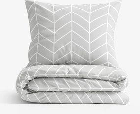 Goldea bavlnené posteľné obliečky - biely cikcak na sivom 140 x 200 a 70 x 90 cm