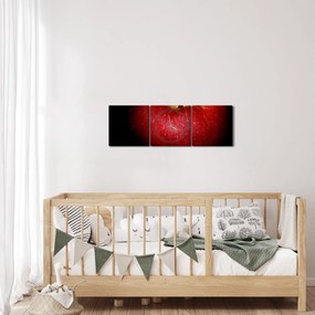 Obraz jablká na čiernom pozadí (s hodinami) (90x30 cm)