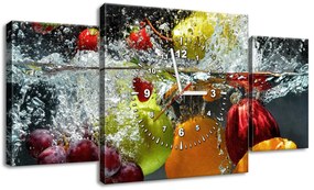 Gario Obraz s hodinami Sladké ovocie - 3 dielny Rozmery: 100 x 70 cm
