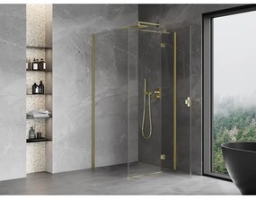 Mexen Mist H T, sprchový kút s výklopnými dverami pravý 85 x 85 cm, číre sklo, zlatá, 8A5T-085-085-50-00-P