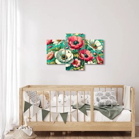 Obraz - Kvety na modrom pozadí (90x60 cm)