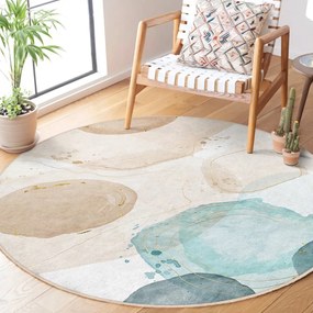 Modro-béžový prateľný okrúhly koberec ø 150 cm Puddle – Mila Home
