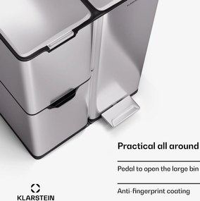 Klarstein Tiyo 3 v 1, kôš na odpadky, 60 litrov, vyberateľný kôš, s mäkkým zatváraním