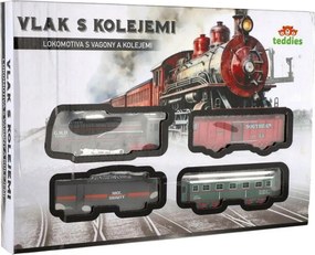 Vlak s 3 vagónmi a koľajnicami