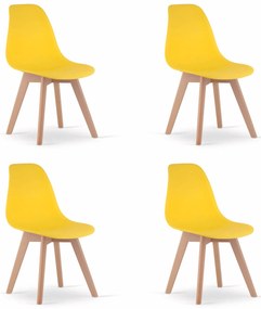 Žltá stolička KITO s bukovými nohami