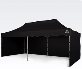 BRIMO Nožnicový párty stan EXCLUSIVE ALU 3x6 m s 3 stenami čierny