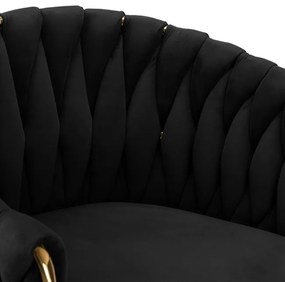 Barová stolička COFTON zamatová, zlatá / čierna