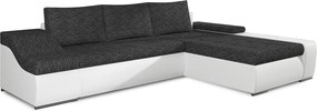 Rohová sedačka s rozkladom a úložným priestorom Oristano P - čierna (Berlin 02) / biela (Soft 17)