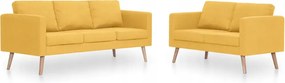 vidaXL Sada 2 pohoviek čalúnených látkou, žltá