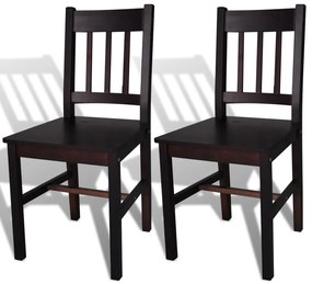 Jedálenské stoličky 2 ks, tmavohnedé, borovicové drevo